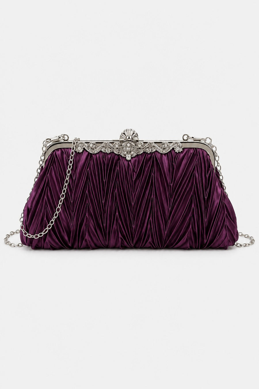 Pompadour — Pleated Satin Evening Clutch