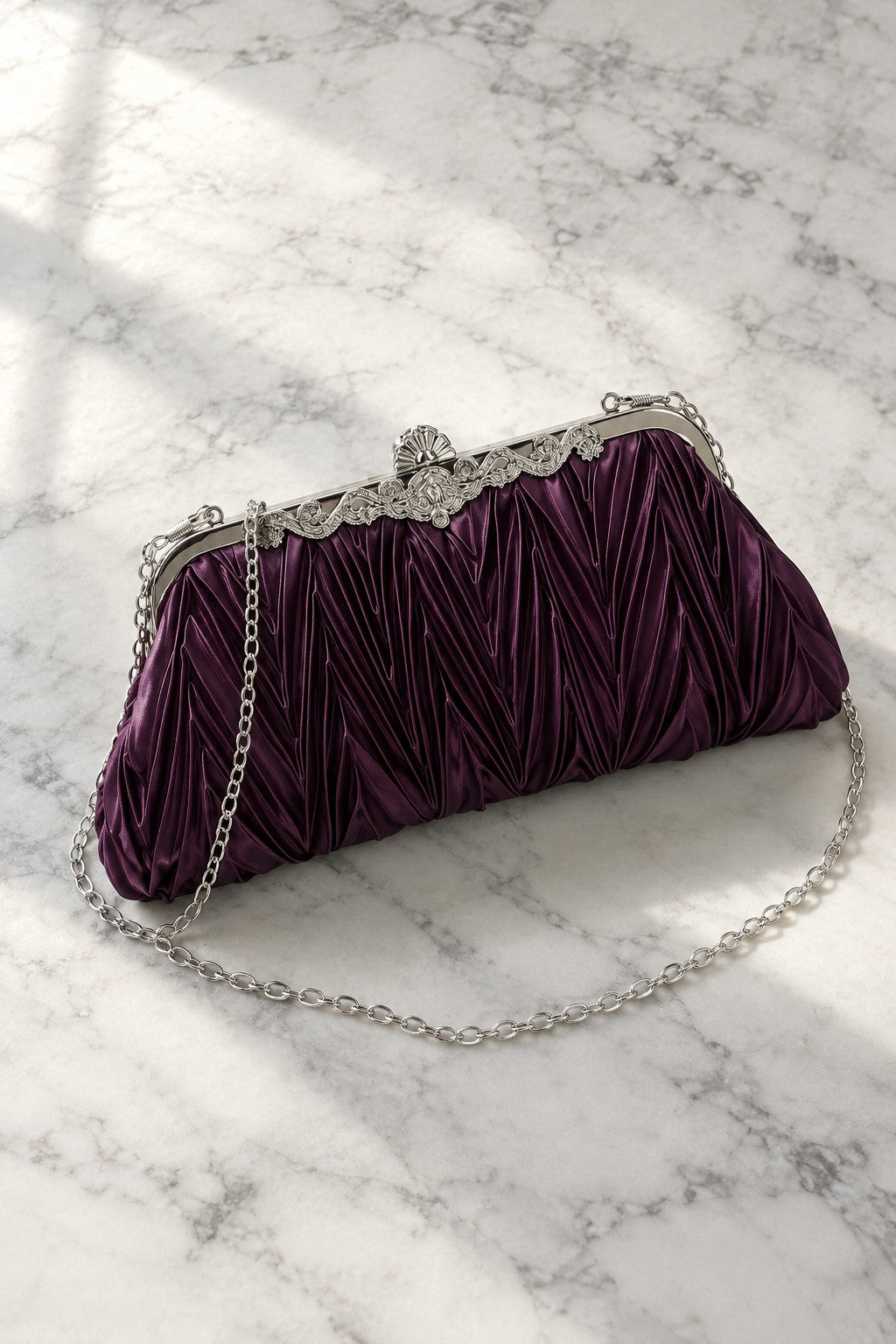Pompadour — Pochette de soirée satin plissé