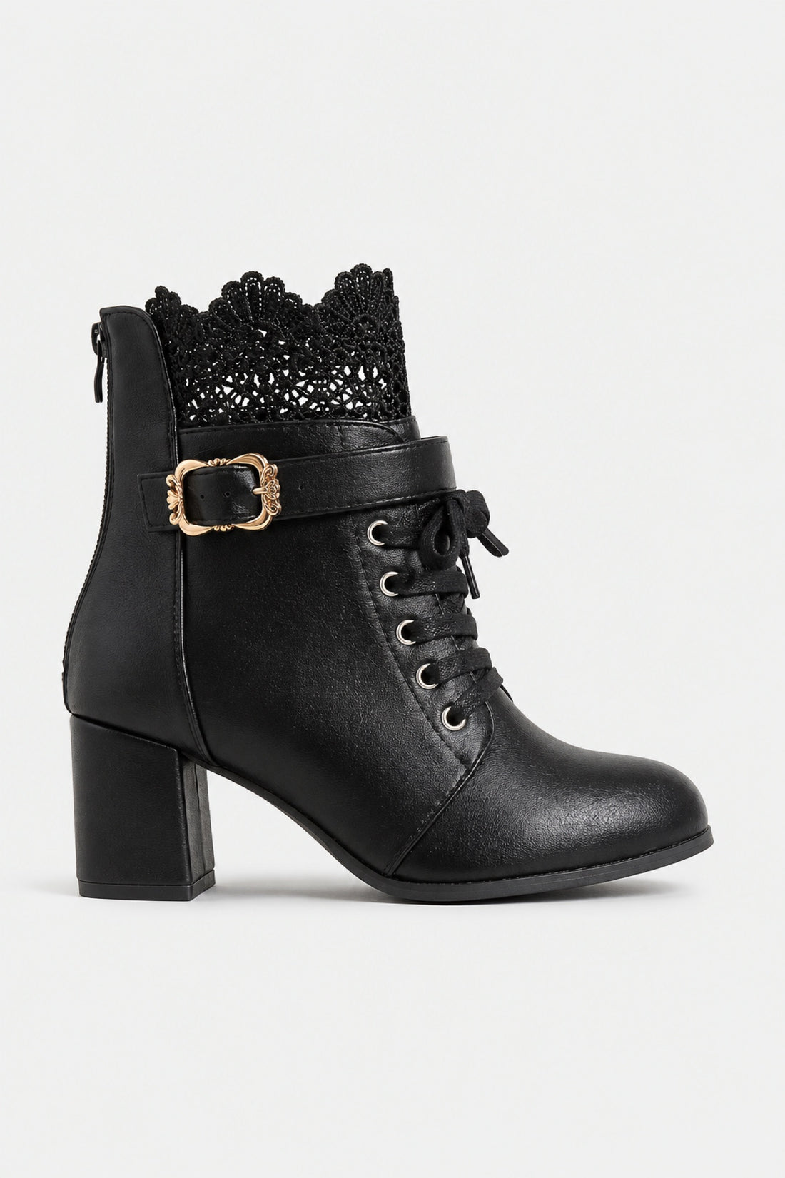 Sabbat — Bottines lacées à talon et dentelle