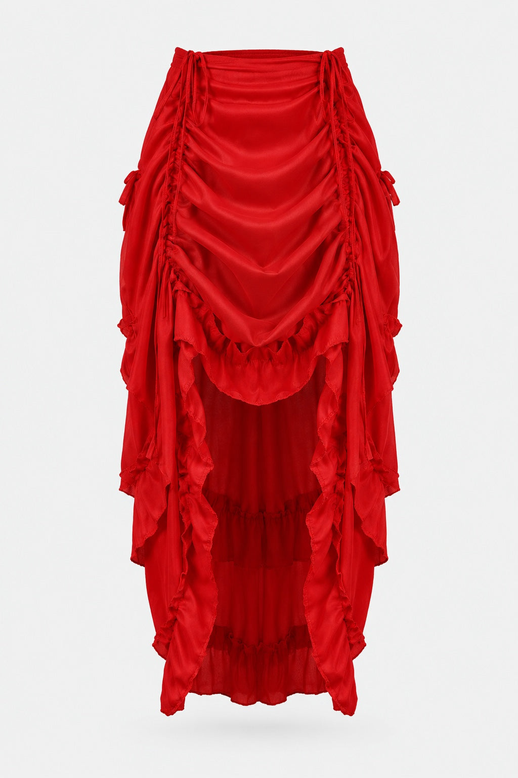 Selene — Jupe victorienne asymétrique à volants Rouge