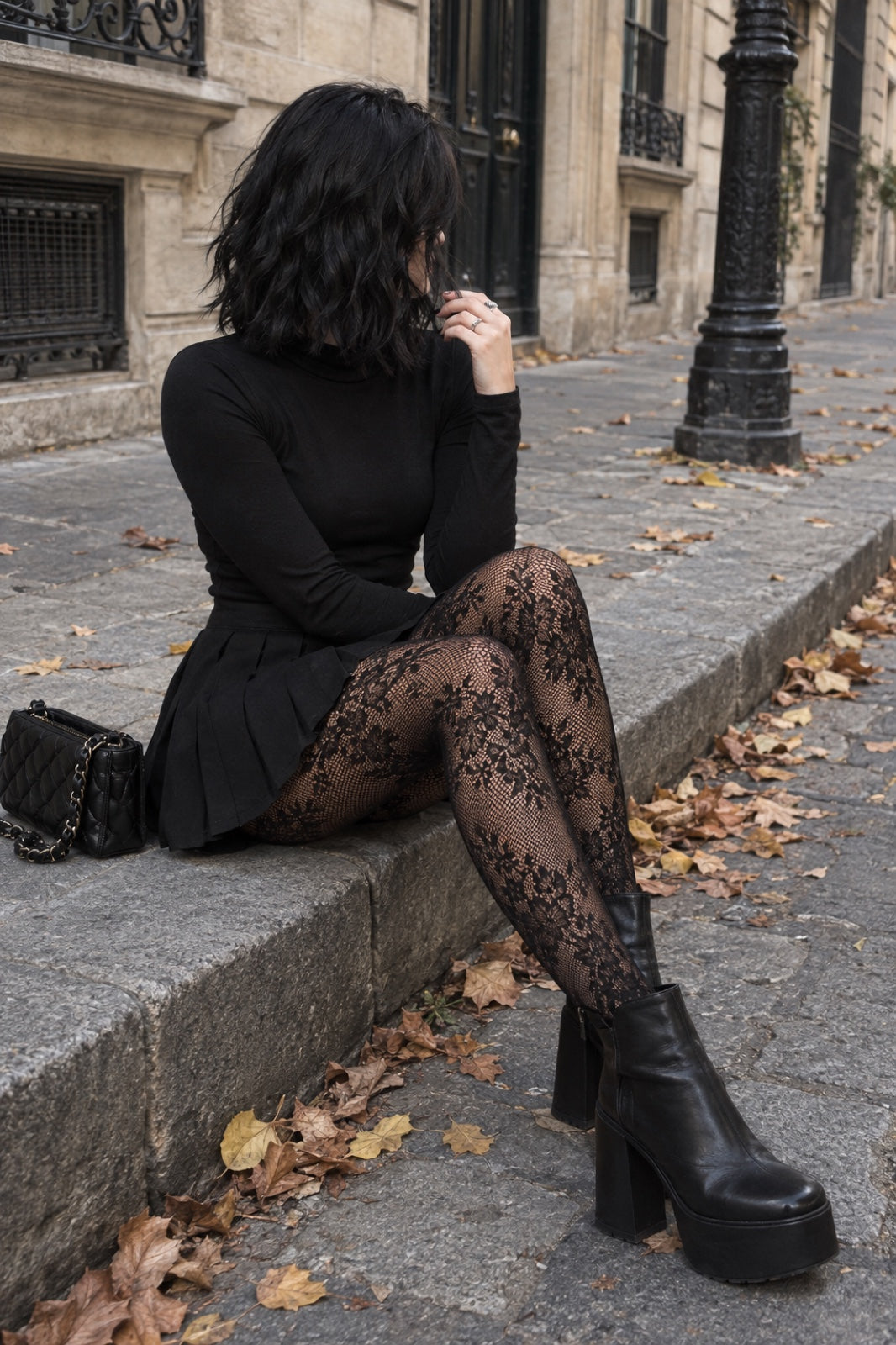 Vesper — Collant gainant en dentelle florale